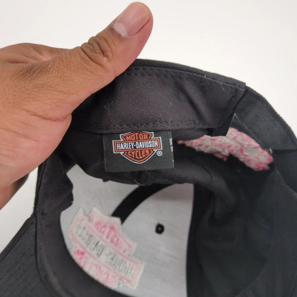 Harley-Davidson Bartels' Los Angeles CA Black Adjustable Baseball Cap Hat Pink